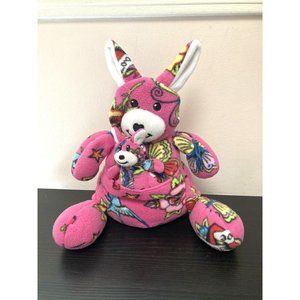 Beeposh Betsy & Boo Kangaroo Plush Tattoo-Printed Hot Pink Stuffed Animal Toy